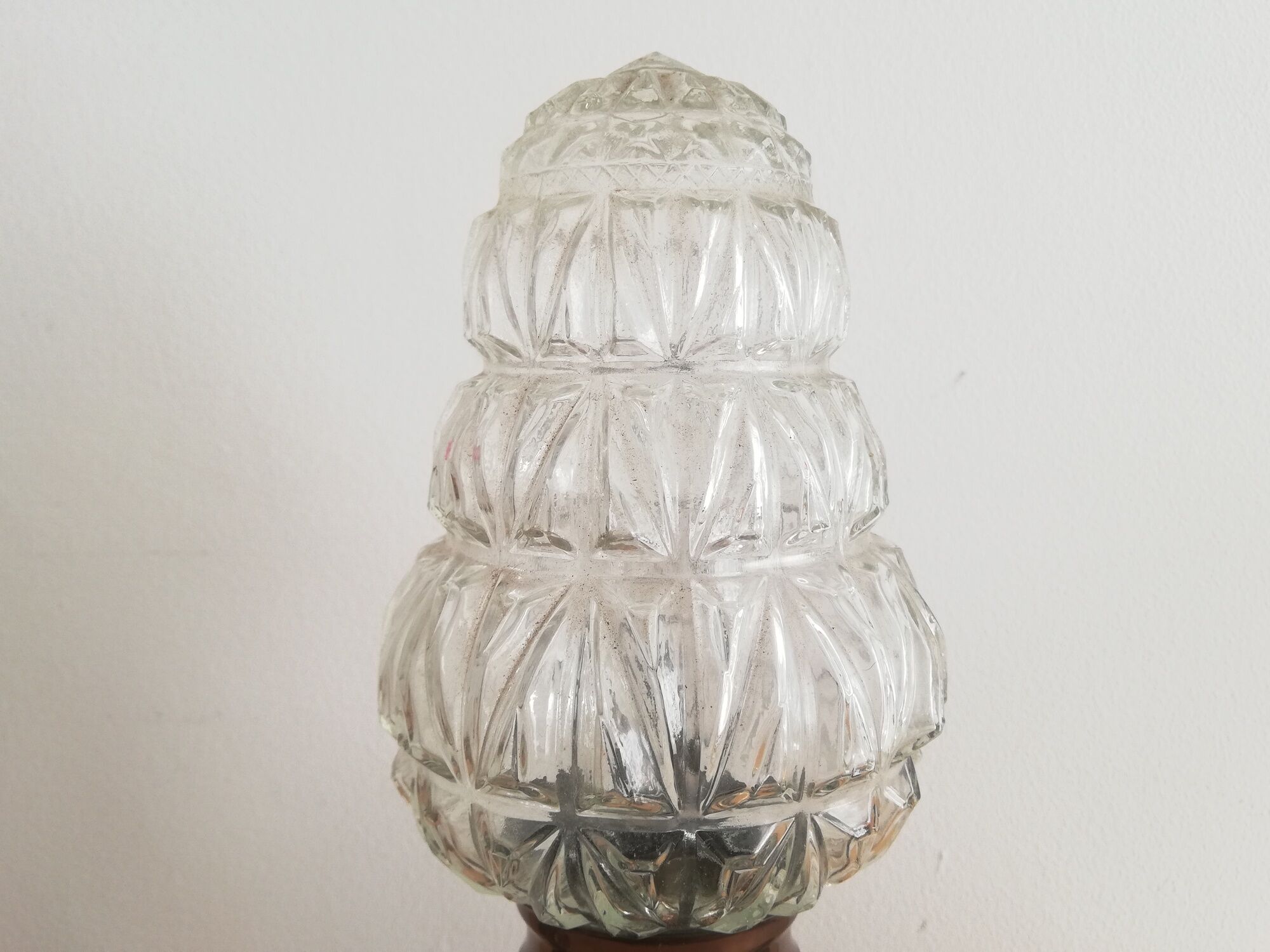 Pair of Ar Nouveau style copper and crystal table lamps vintage 1950s 50s