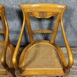 Pair of directoire style armchairs - consulate in blond walnut circa 1900