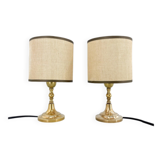 Pair of Mid-Century Brass Table or Bedside Lamps, Italy