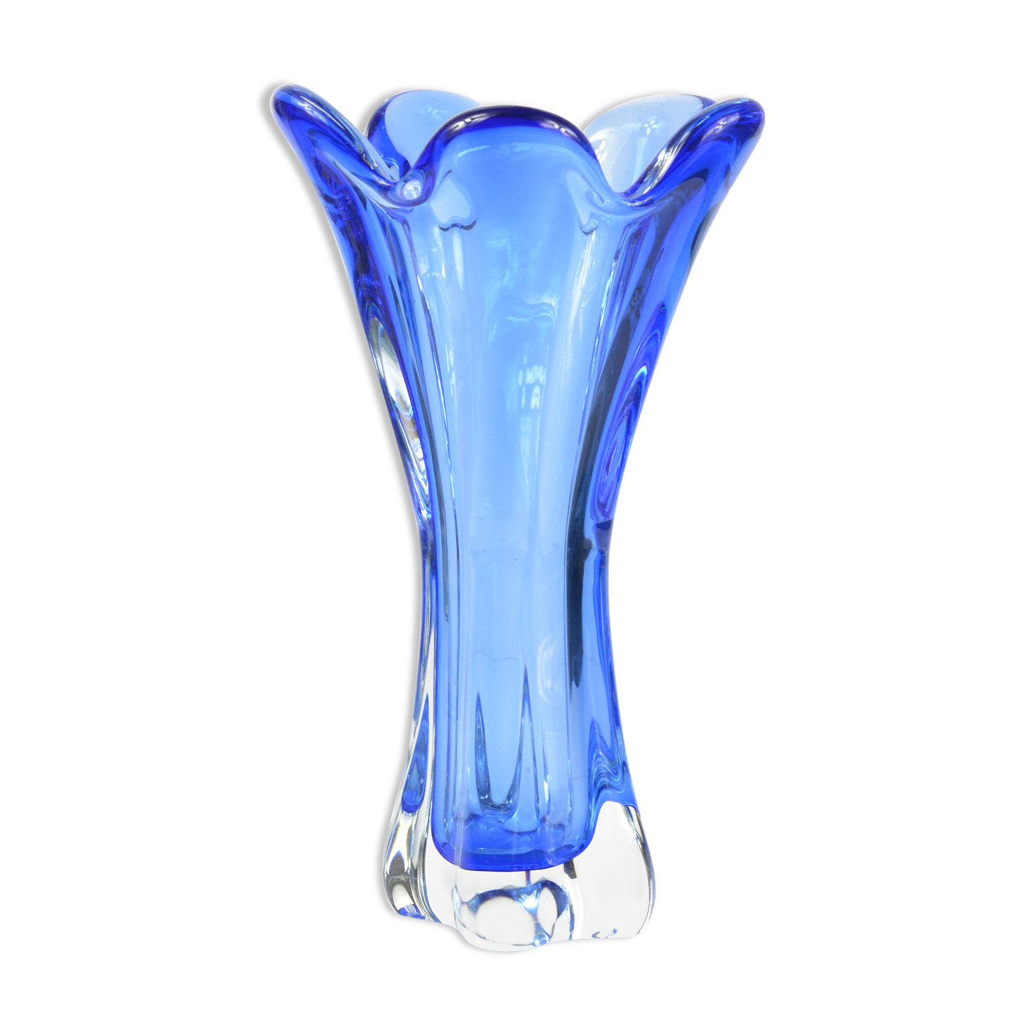 1960s cobalt vase, designed by J. Hospodka, Chribska Sklarna, Czechoslovakia