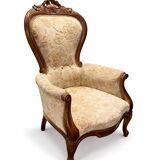 Fauteuil Bergère français ancien avec tapisserie florale – vers 1880–19