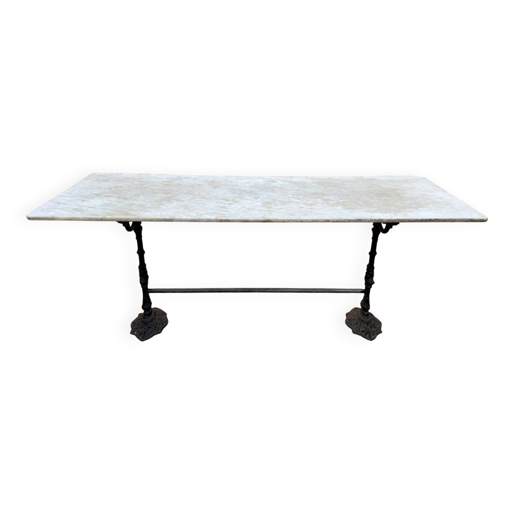Table de bistrot en fonte de fer et marbre blanc de carrare