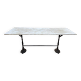 Table de bistrot en fonte de fer et marbre blanc de carrare