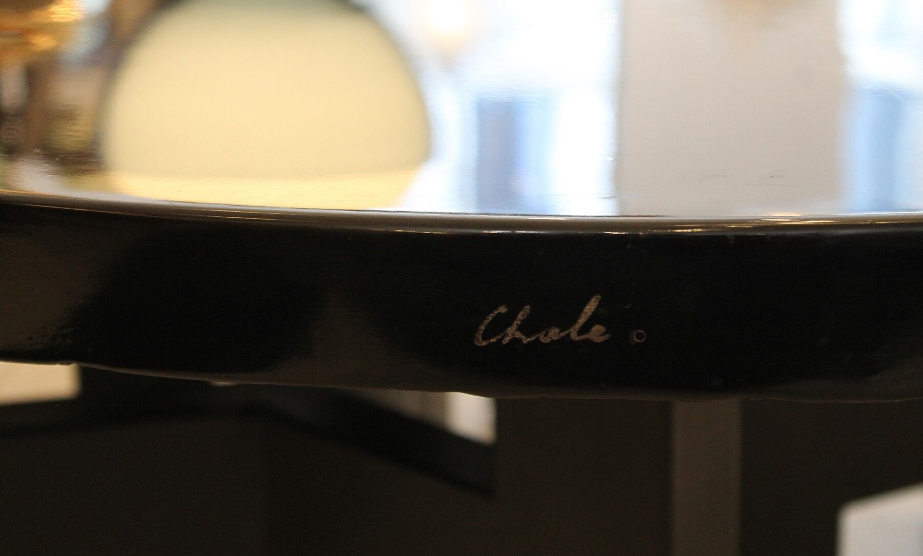 Black lacquered resin round coffee table by Ado Chale c.1970s