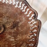 Large three-tiered fruit bowl in iron and brass, French style, rust.