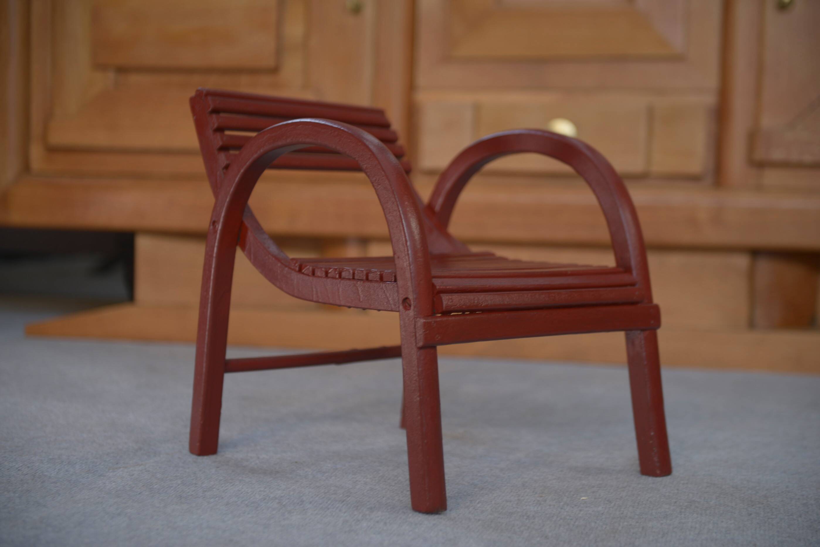 BAUMANN 1930s theatre red bentwood children's chair