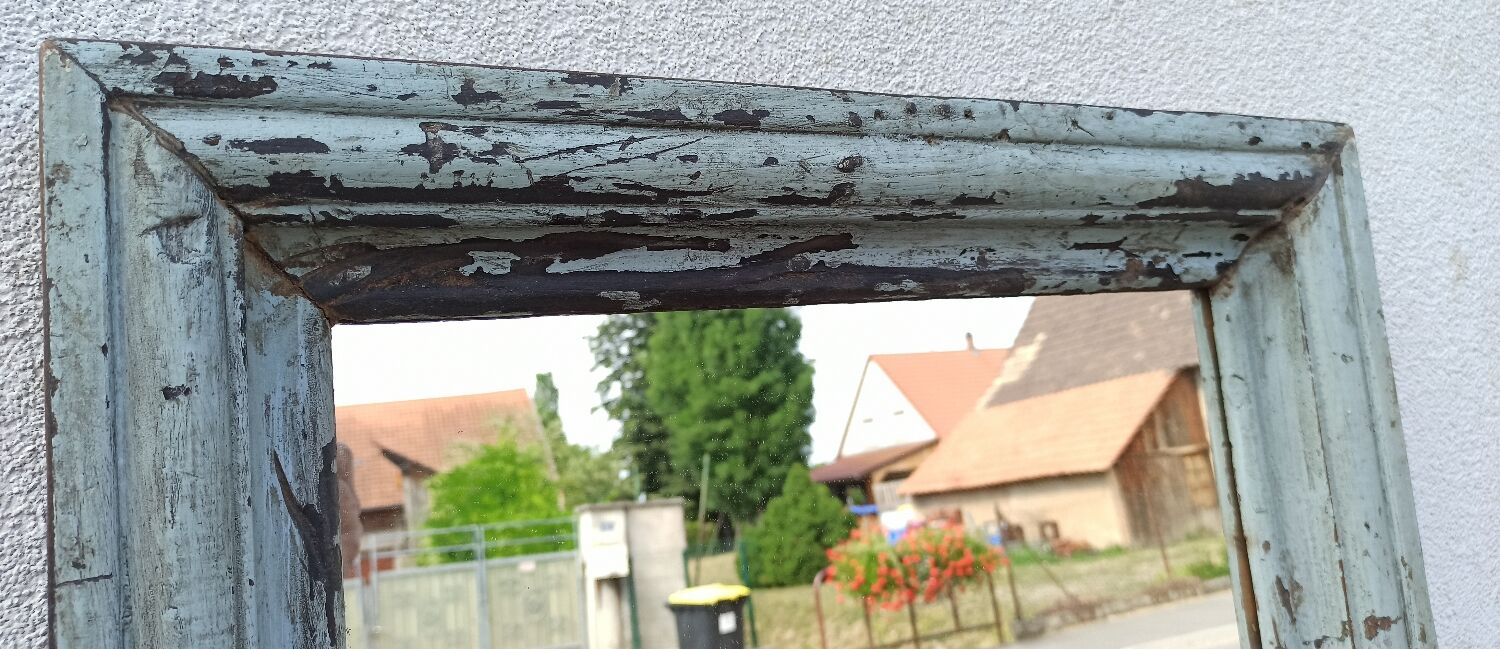 Rectangular mirror in old wood