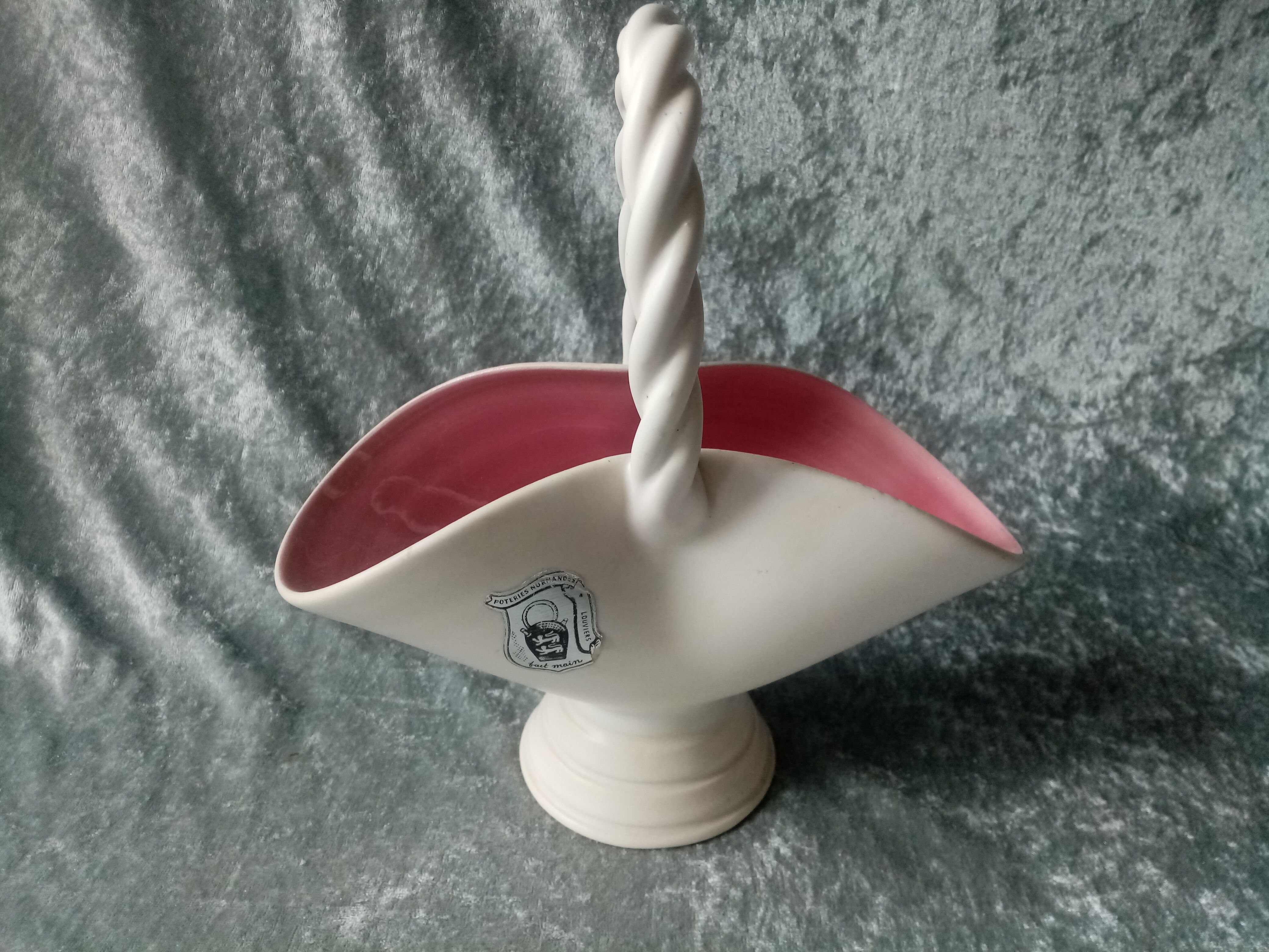 Enamelled tile basket of the 60s