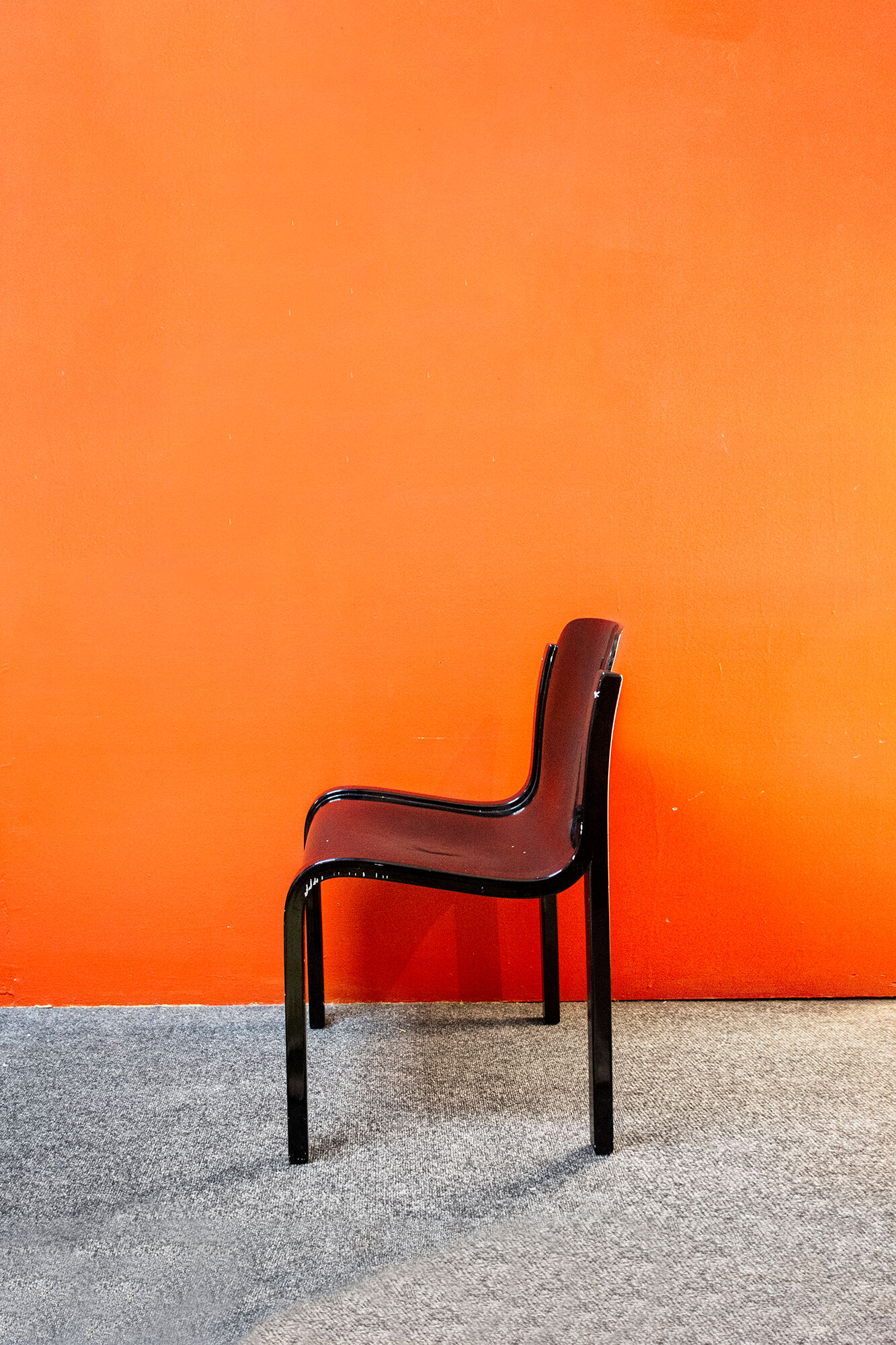 Pair of chairs in black lacquered wood Italy 70s