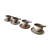 Suite de 4 tasses à café en grès vintage Roger Jacques