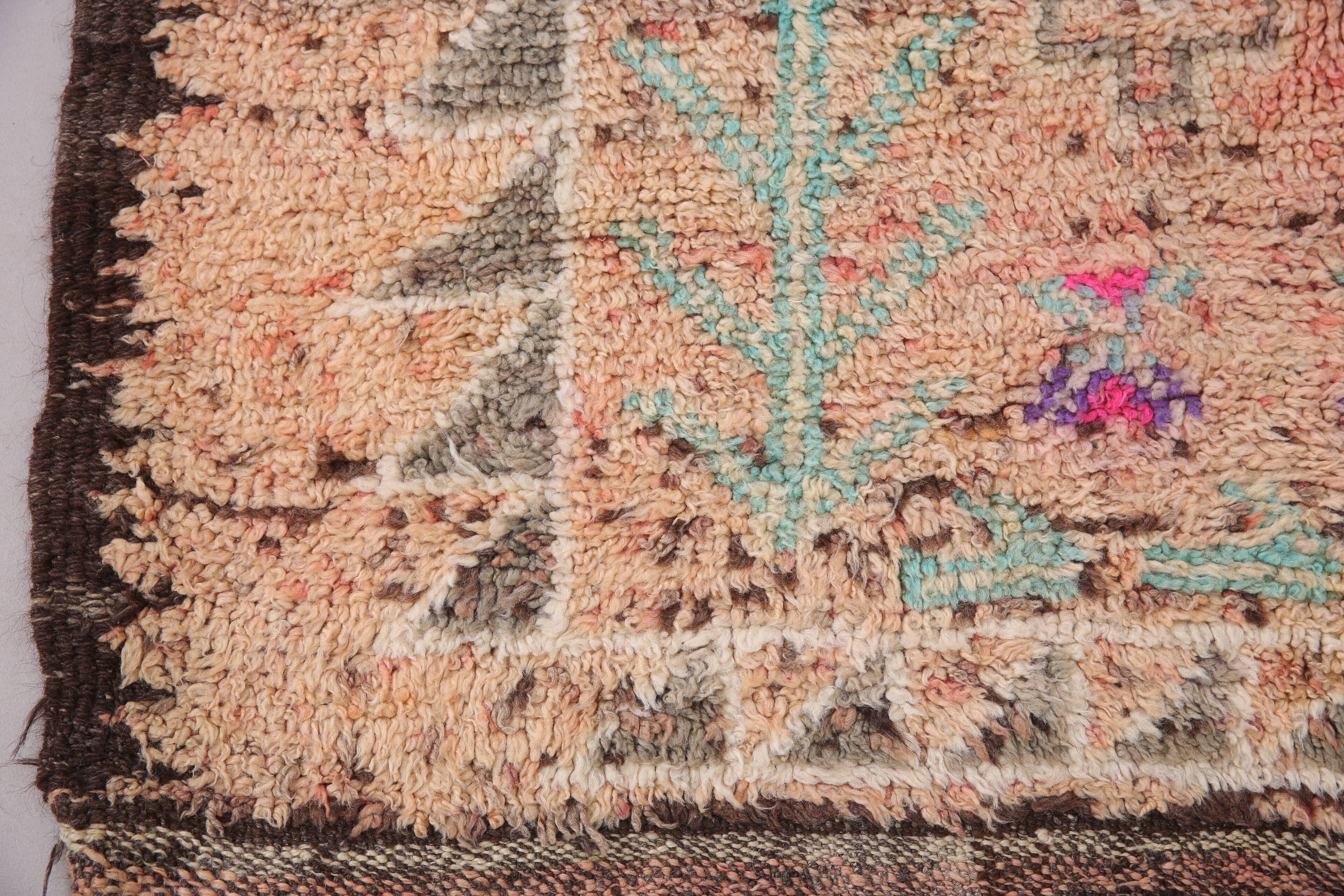 Pink vintage handmade moroccan rug 152 x 231 cm - Berber Wool Rug Antique