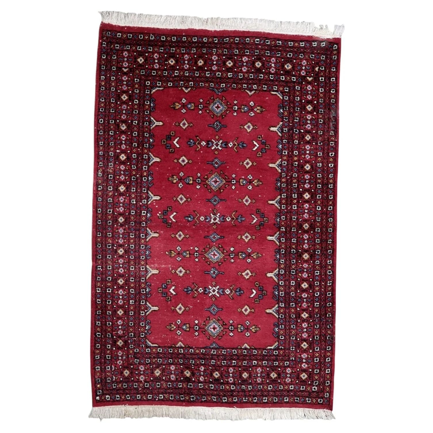 Vintage Uzbek Bukhara handmade rug 128 cm x 196cm 1950s - 1C1228