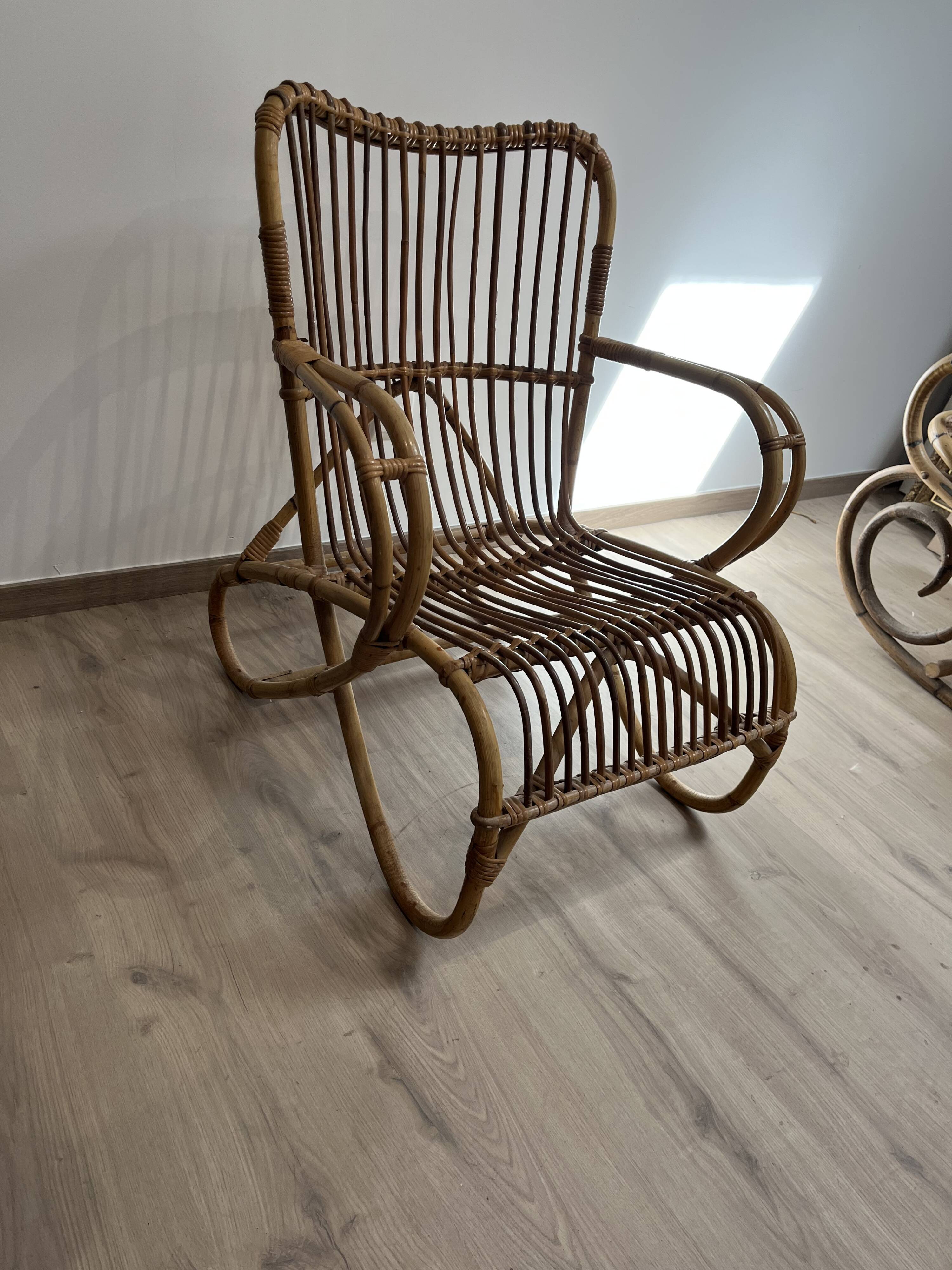 Armchair in woven wicker 1960/1970s