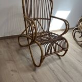 Armchair in woven wicker 1960/1970s