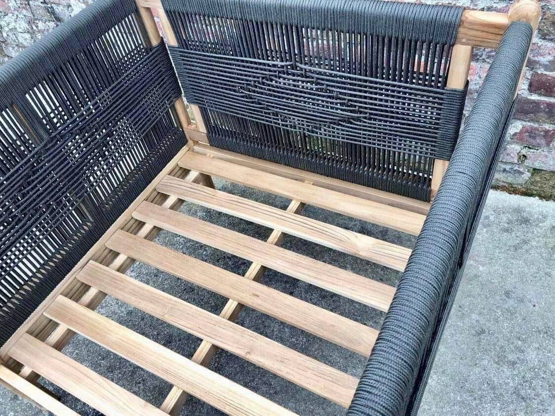 Teak and rope garden armchair, Odette khaki/ecru La Redoute Interiors