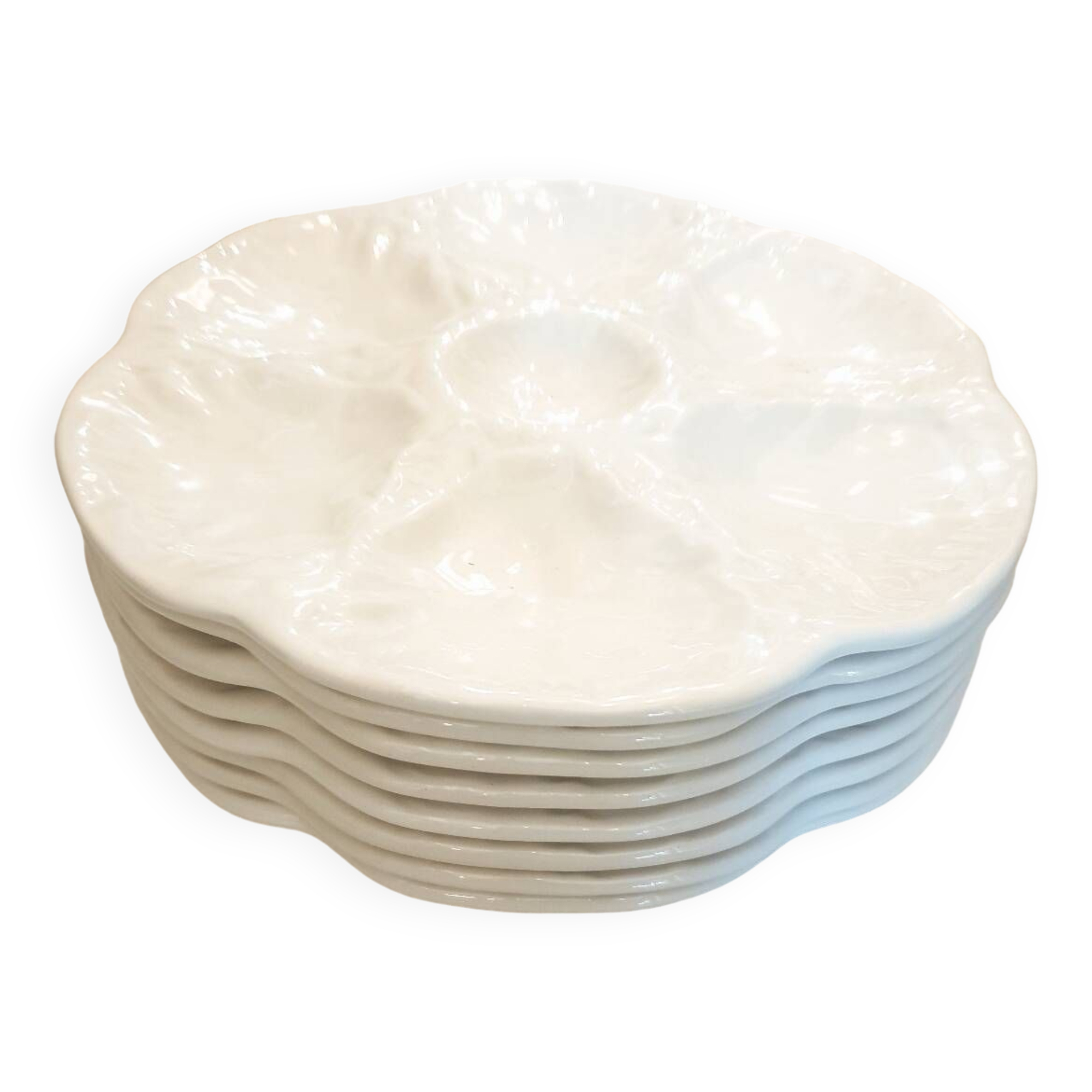 Set of 8 Gien oyster plates