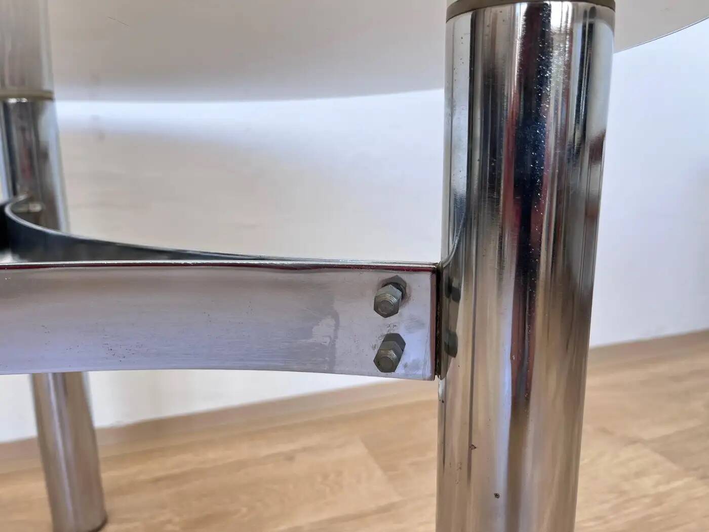 Midcentury design chrome and smoked glass coffee table - 1970s