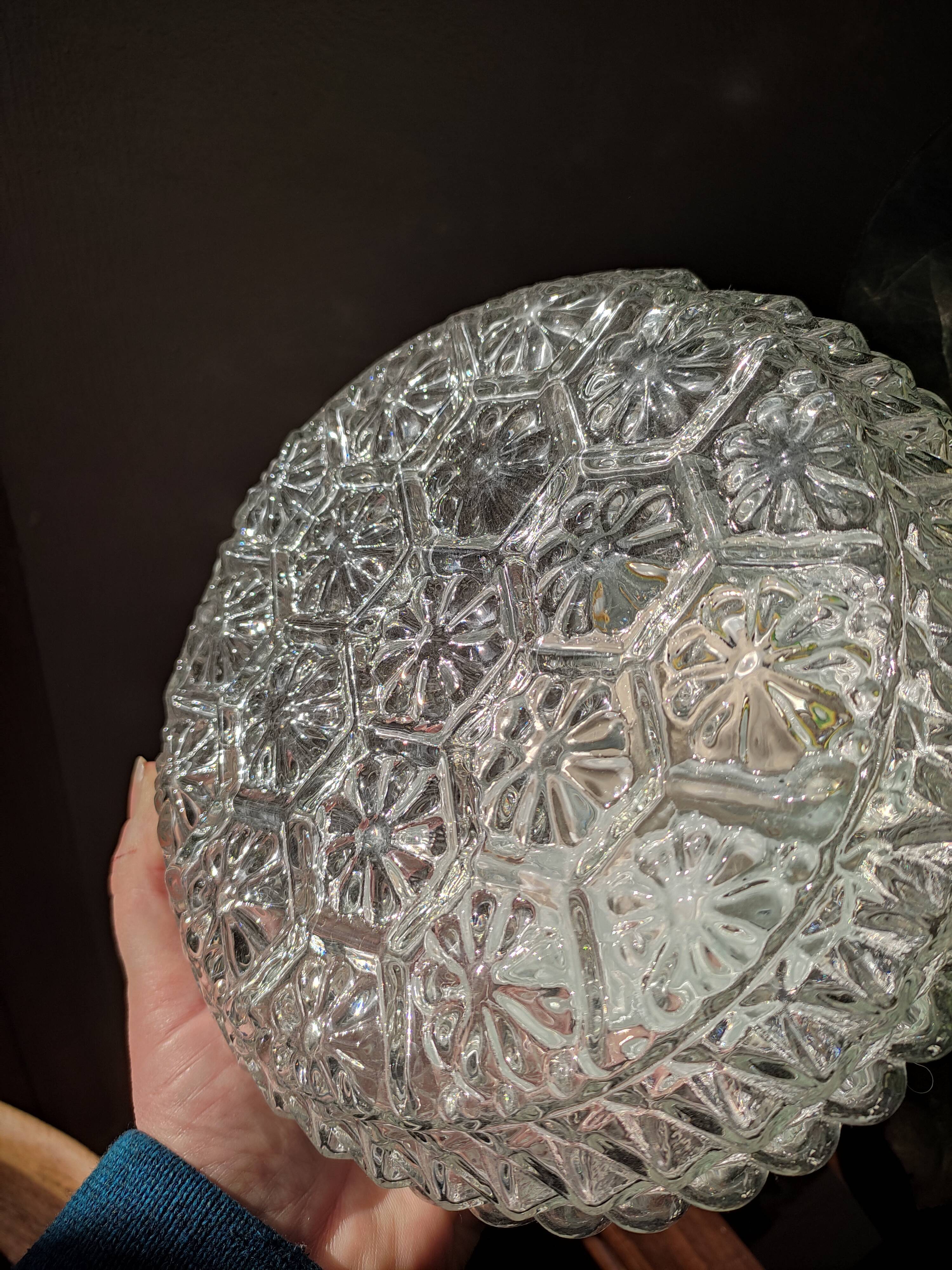 Glass ceiling lamp with small flowers