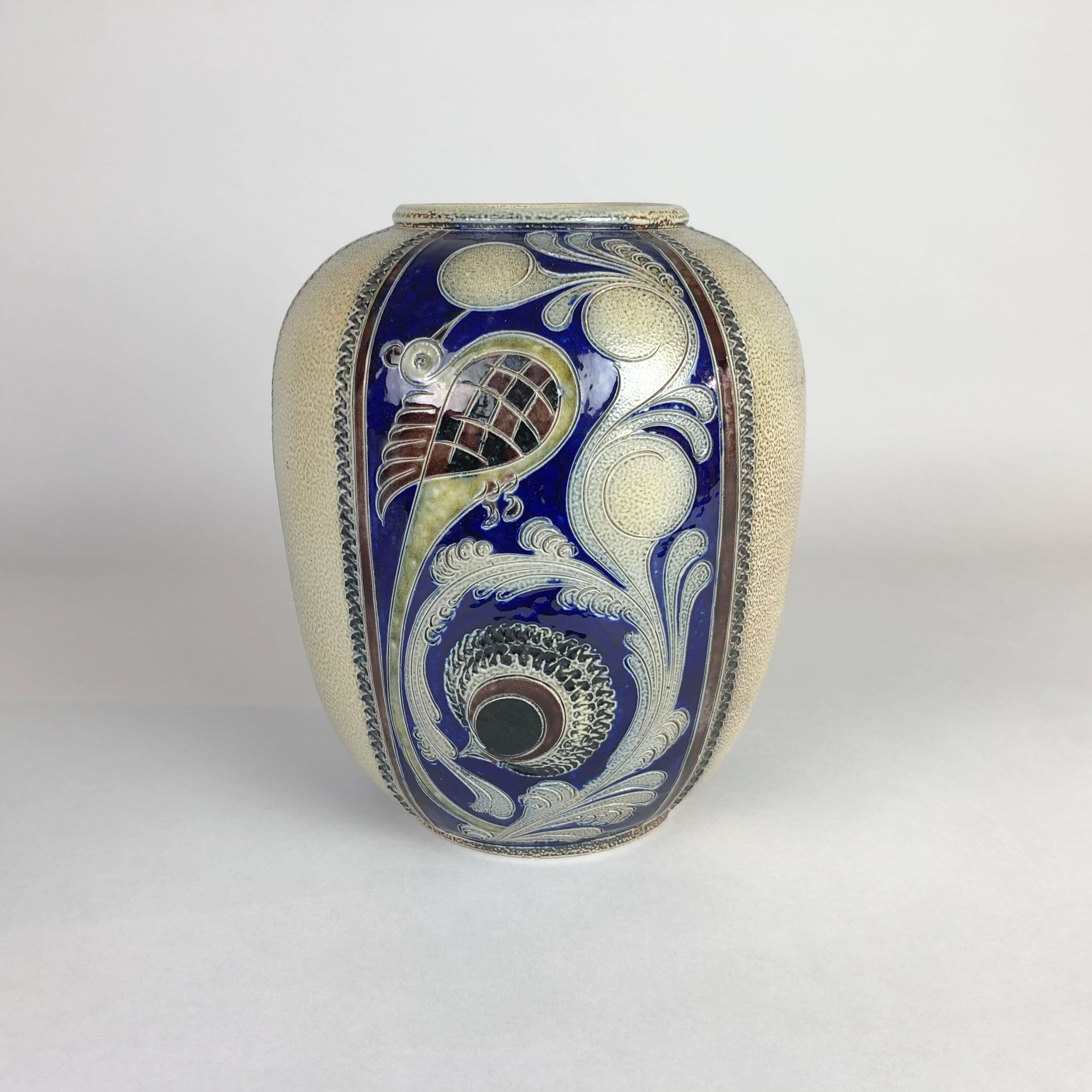 Vintage Ceramic Vase with Peacock, 1970's