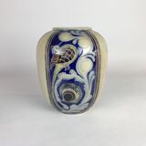 Vase en céramique vintage avec paon, années 1970