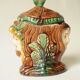 Old Tobacco Pot Janiform Head - Majolica Barbotine 19th Century - Medieval Style