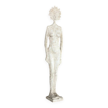 Sculpture en fibre de verre à taille réelle d'une femme, dans le style de Giacometti. France, années 1970.