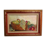 Oil on canvas-still life fruit basket