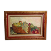 Oil on canvas-still life fruit basket