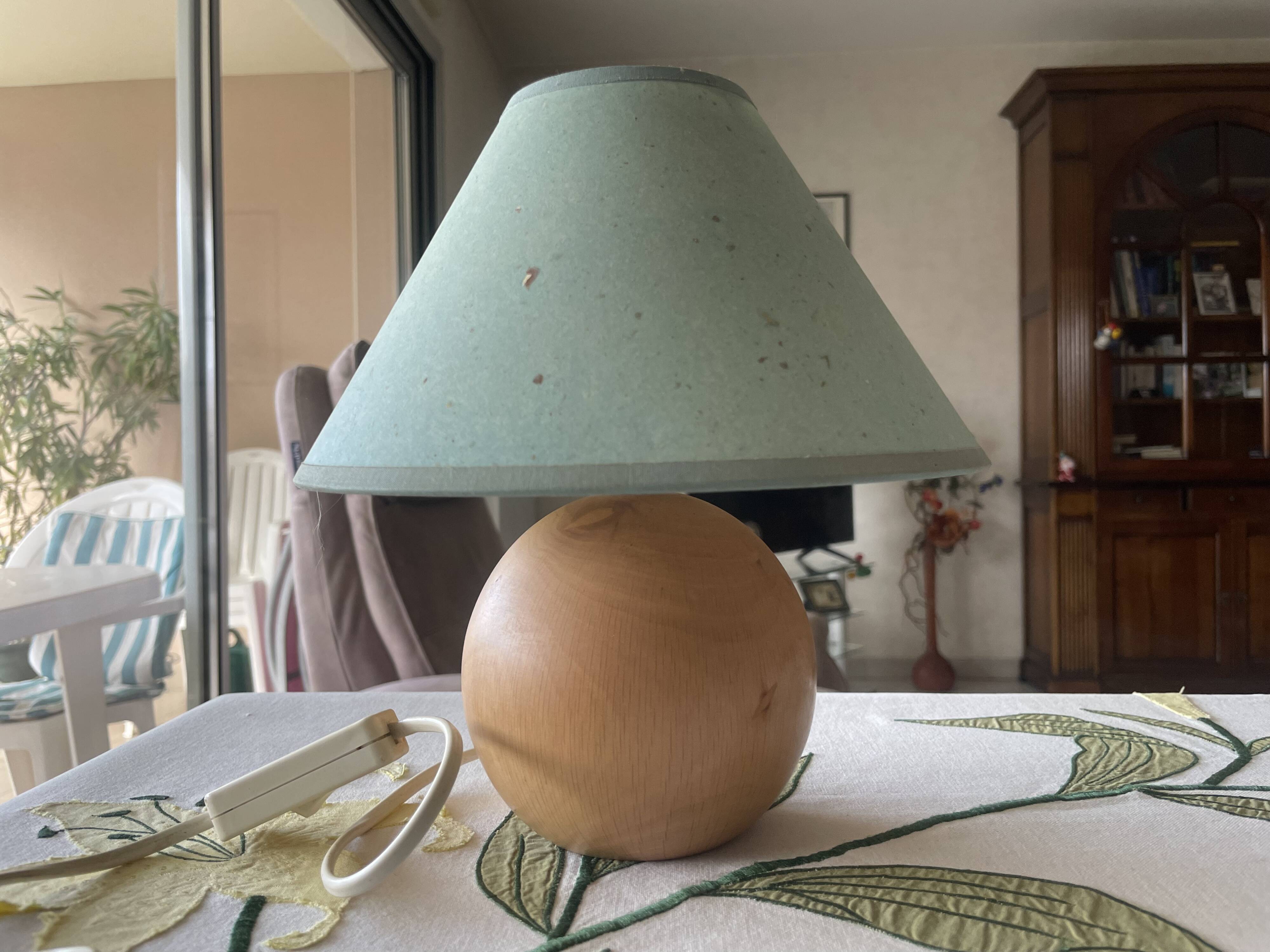 Lampe boule en bois années 70