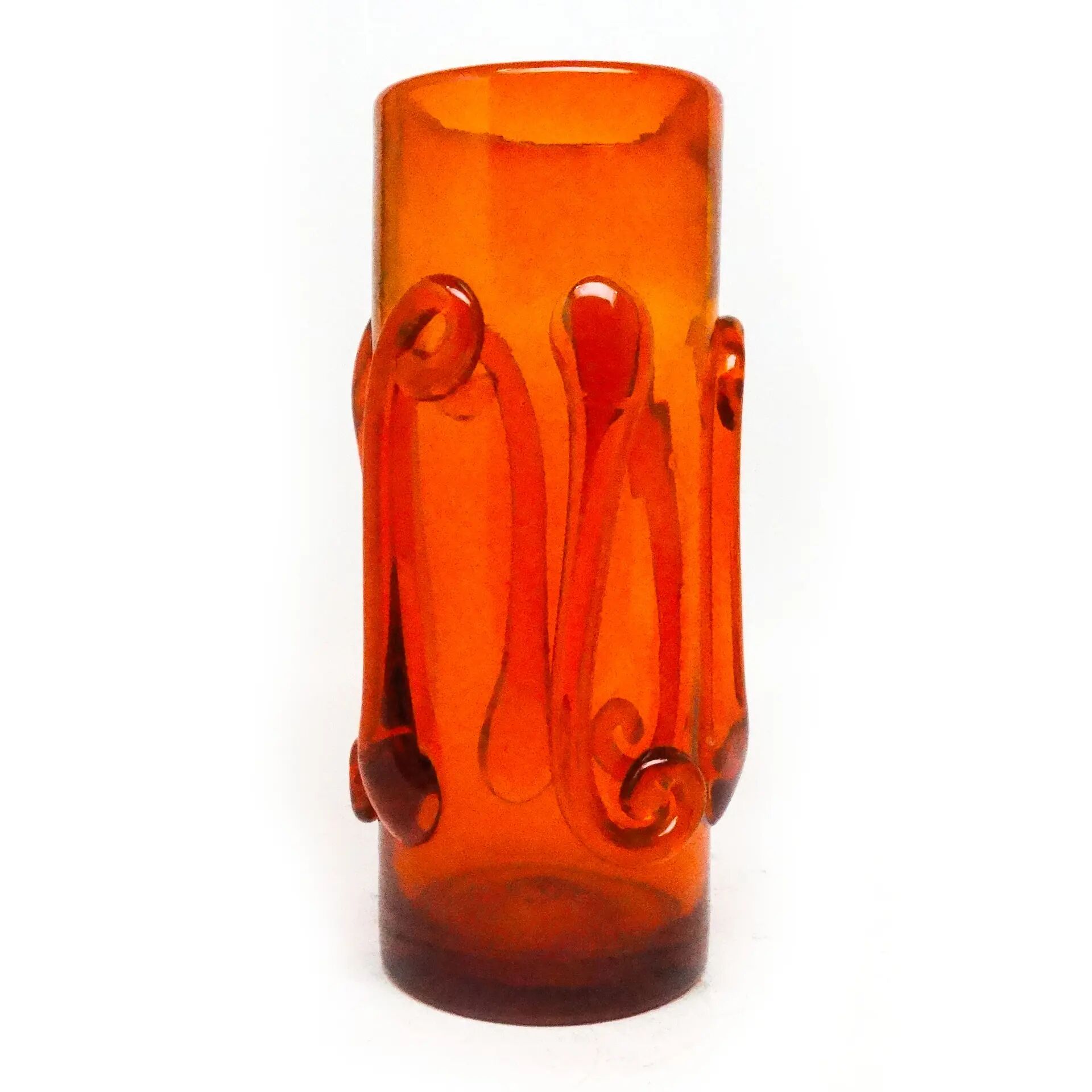 Postmodern vase, orange glass, designed by J. Słuczan-Orkusz, Poland, 1970s