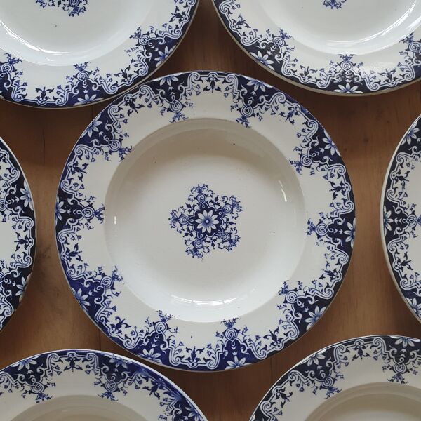 14 assiettes creuses Terre de Fer Jules vieillard Bordeaux Rouen