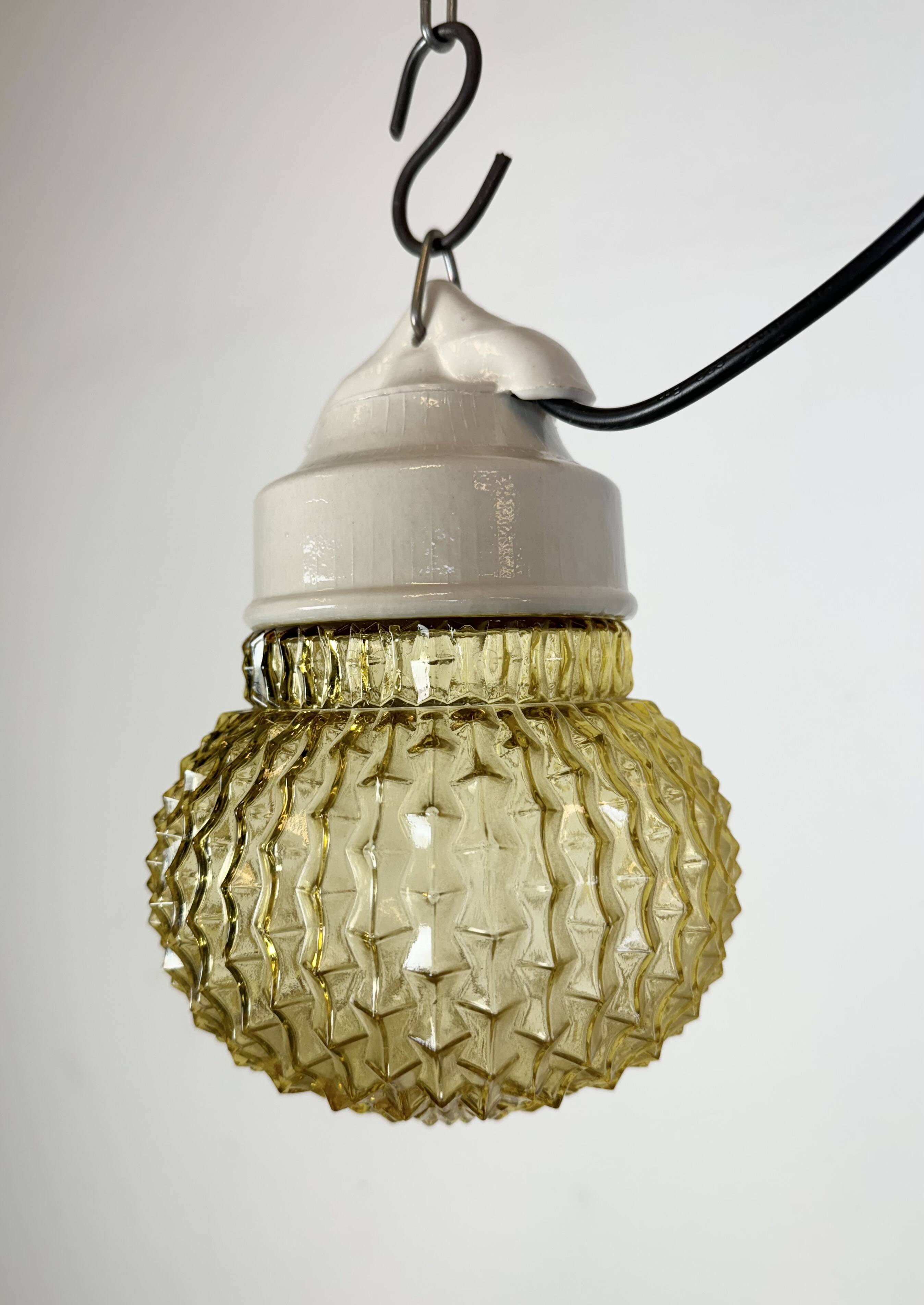 Vintage white porcelain pendant light, 1970s