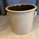 Varnished stoneware pot cover colbalt blue bird decor with small ears