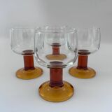 Set of 4 amber stem glasses