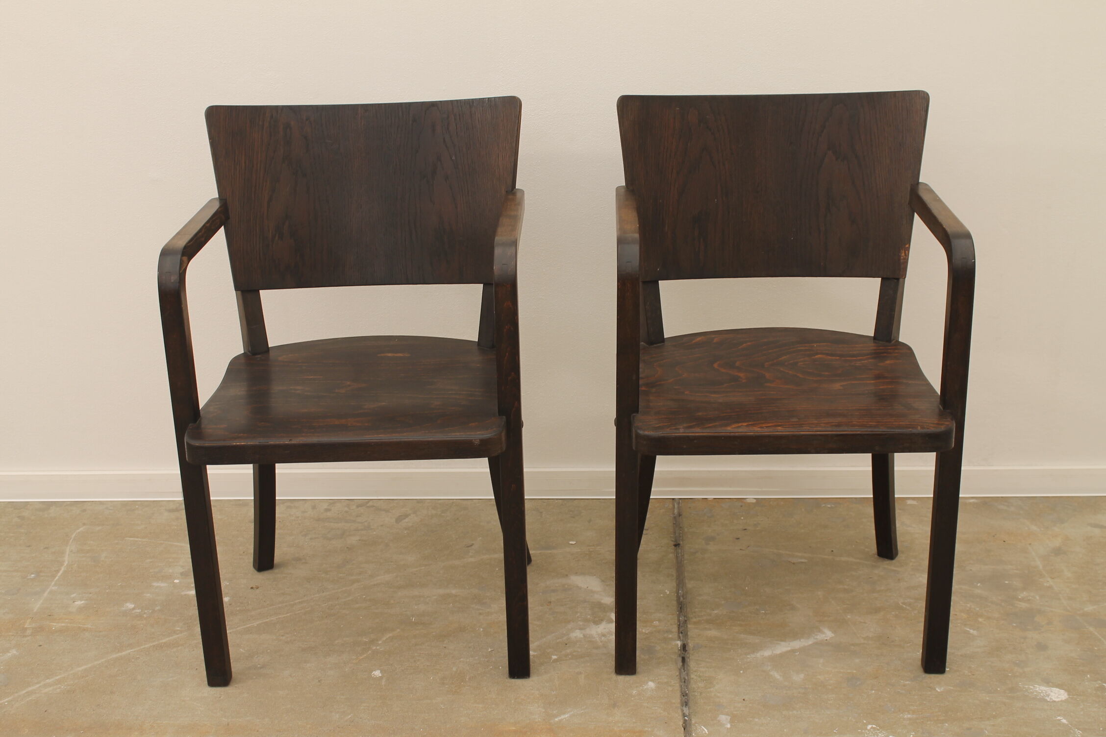 Bentwood writing desk armchairs, 1950s, Czechoslovakia