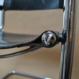 chair design vintage tubes chrome leather black