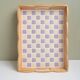 Handcrafted checkerboard tiled wooden tray