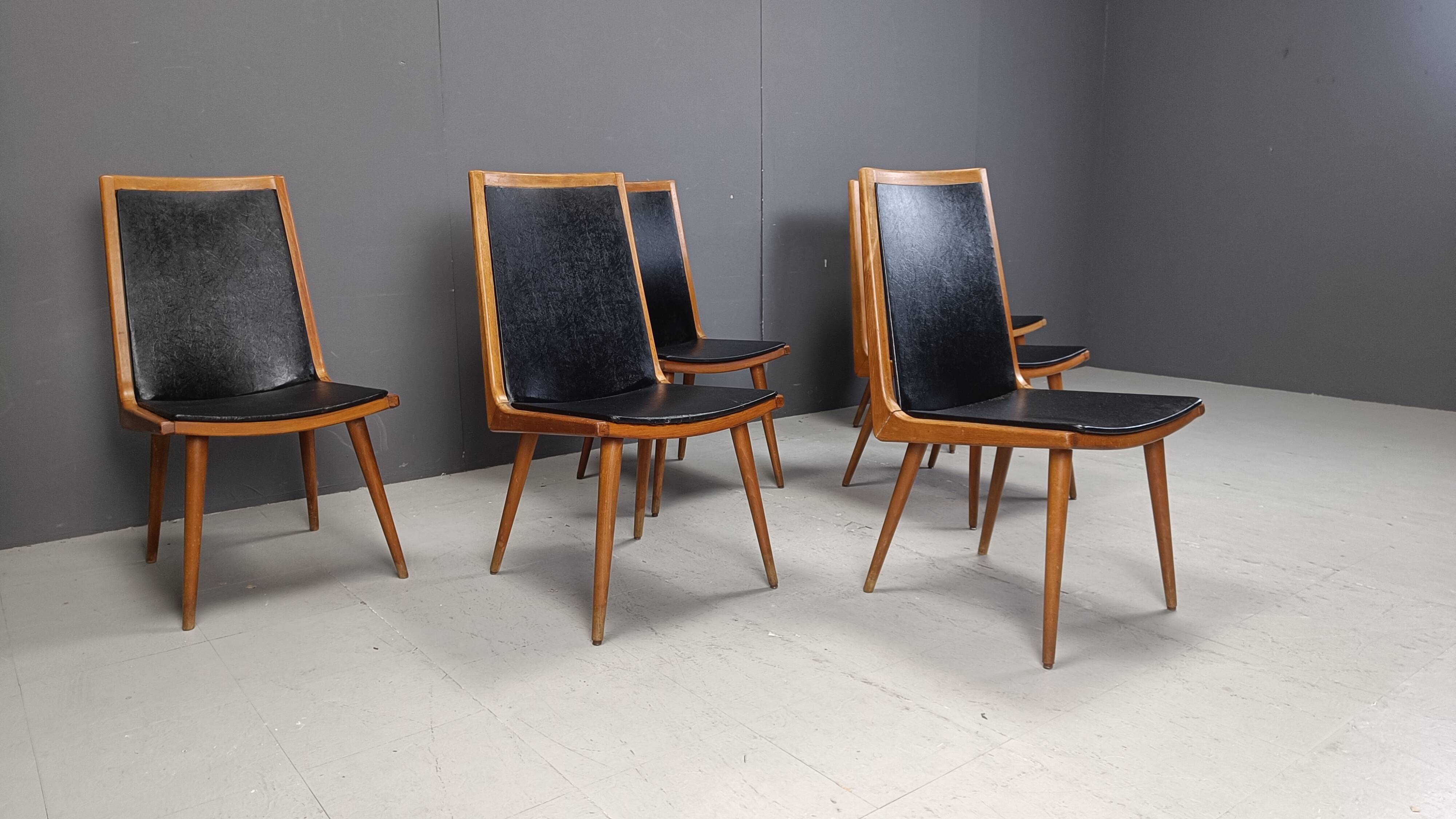 Mid century italian dining chairs, set of 6 - 1950s