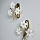 Pair of hibiscus floral sconces, Murano glass, Italy, 1970s