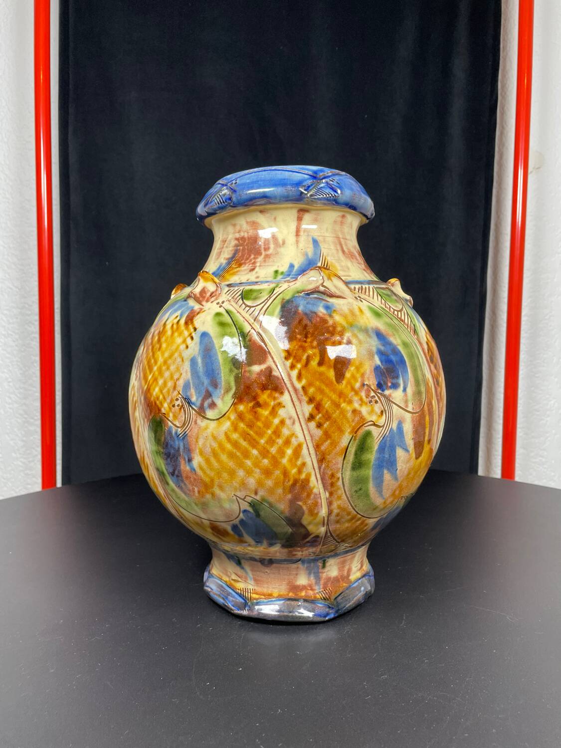Large signed colorful vase