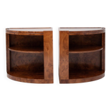 Pair of half-moon cabinets in burl wood