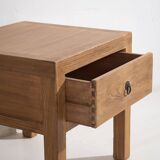 Table de chevet carrée en bois d’orme ancien