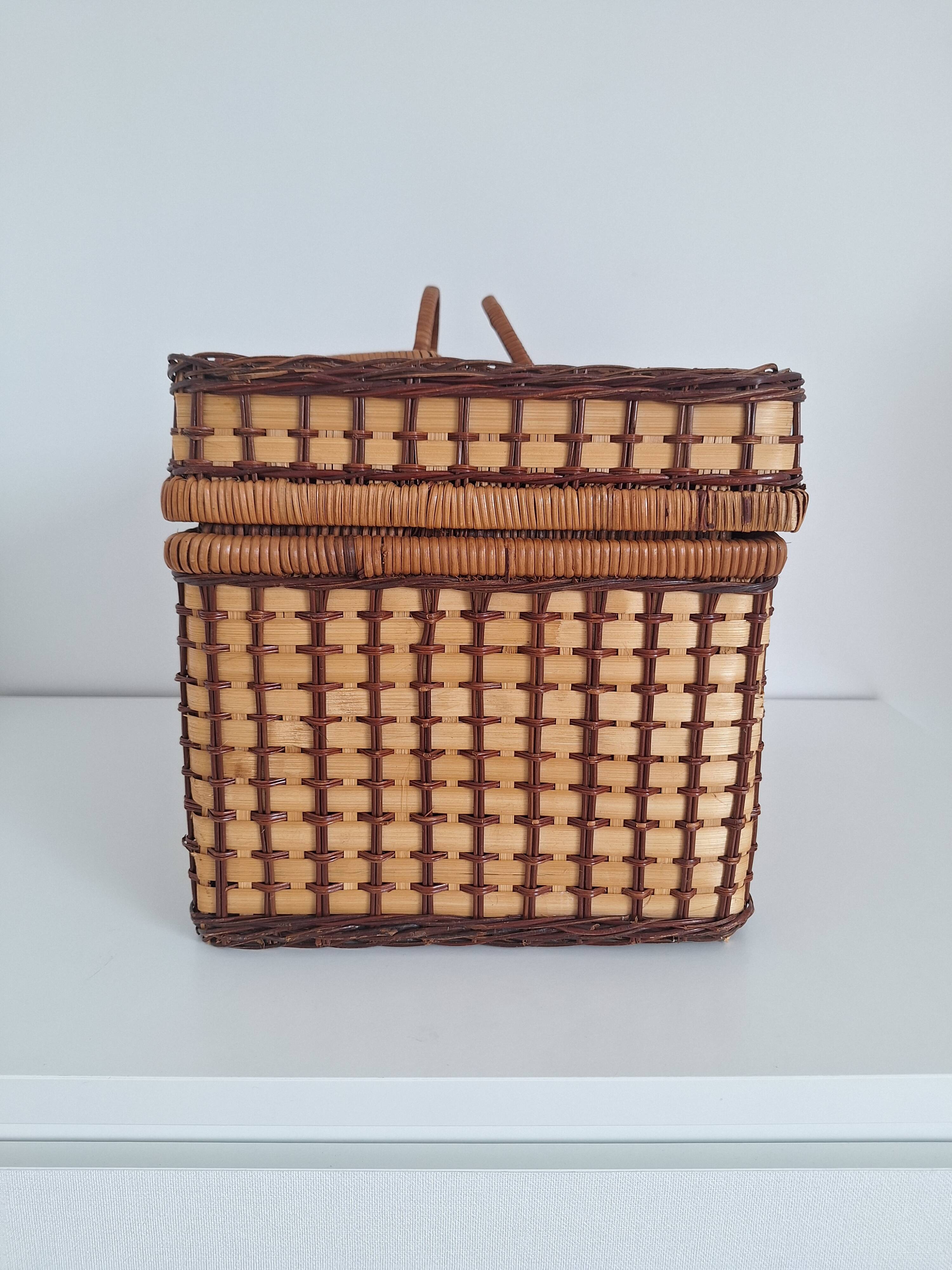 Vintage wicker suitcase