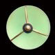 1950s pendant light in green lacquered metal and brass