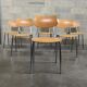 Lot de 6 chaises Tchèque " Kovonax " type école, chrome et bois 1960