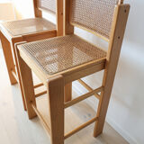 Ensemble de 2 tabourets de bar vintage italiens en rotin