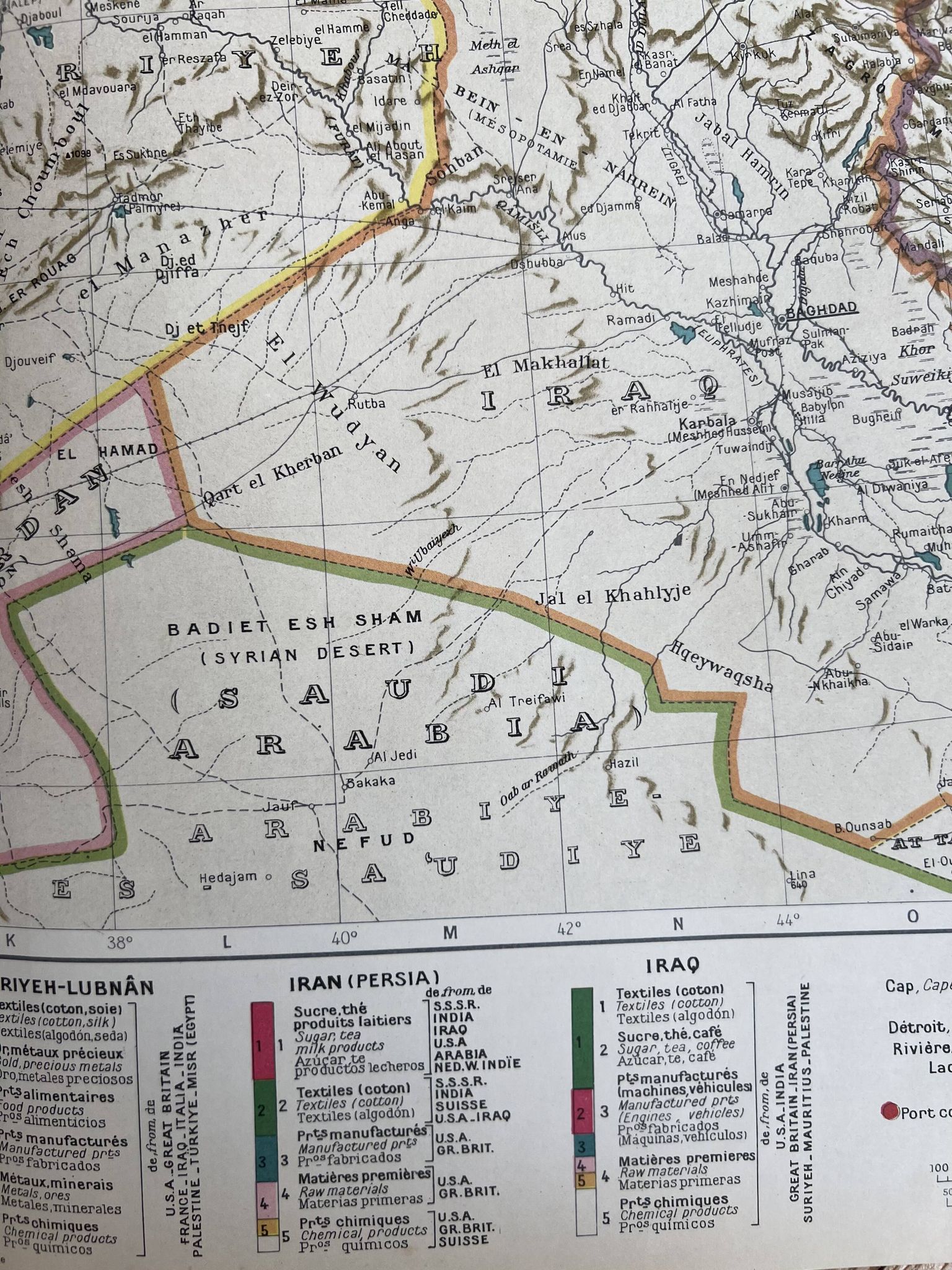 Old map Eastern Mediterranean — Trade flows 1946 | Greece,