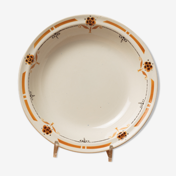 Plat rond creux céramique faïence Lunéville Lorrys art nouveau 1900 1920