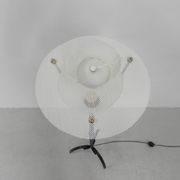 Standing vintage lamp with glass shade and perforated steel shade
