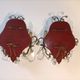 Pair of mirror sconces with two arms of light with gilded brass grapevines, Italy 1960.